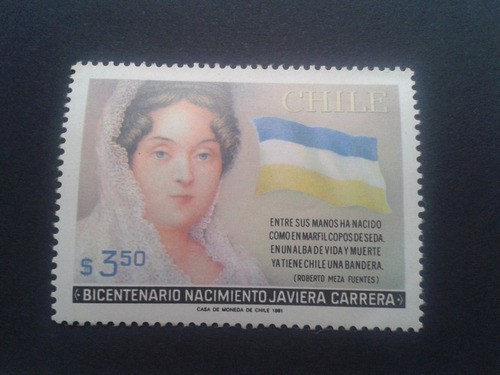 Chile Bicentenario Nacimiento Javiera Carrera 1981 Mint