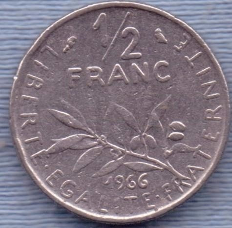 Francia 1/2 Franc 1966 * Campesina Sembrando *