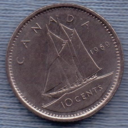 Canada 10 Cents 1969 * Velero *