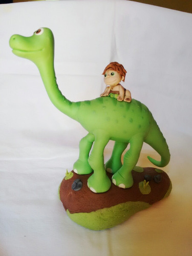 Adorno De Torta Un Buen Dinosaurio En Porcelana Fría