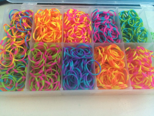 Rainbow Loom - Pulseira 1200 Elásticos Dual Color + Maleta