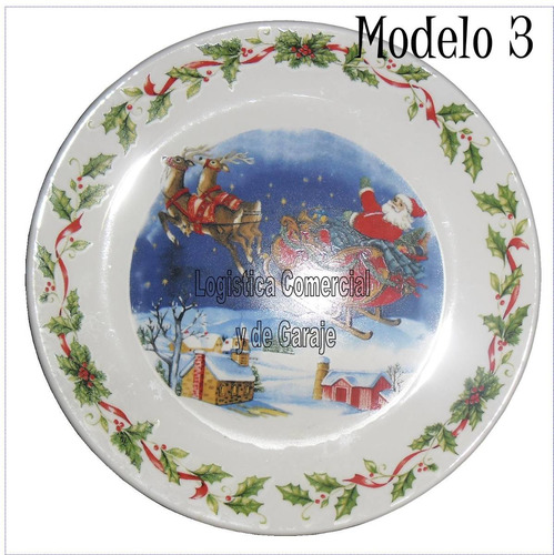 Platos Navideños 21cm Santa Nieve Trineo Gorro Navidad