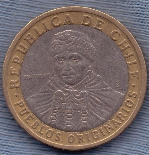 Chile 100 Pesos 2005 * Bimetalica * Indio Mapuche *