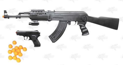 Combo Rifle Ak47 Pistola Airsoft Spring Bbs 6mm Xchws P