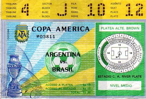 Entrada Copa America Año 1983 Argentina Vs Brasil