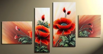 Cuadros Tripticos Florales, Modernos, Pintados A Mano | Envío gratis