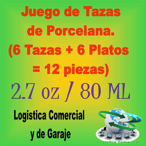 Juego De Tazas + Platos De Porcelana (12 Pzas) 80 Ml Navidad
