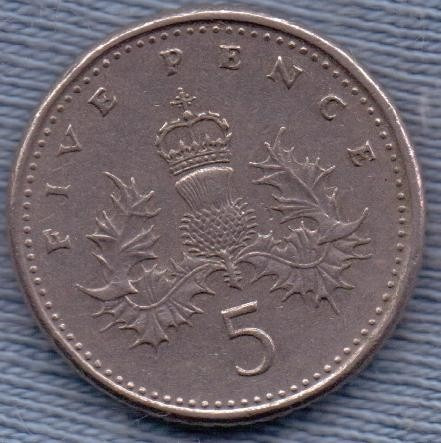 Inglaterra 5 Pence 1991 * Elizabeth Ii *