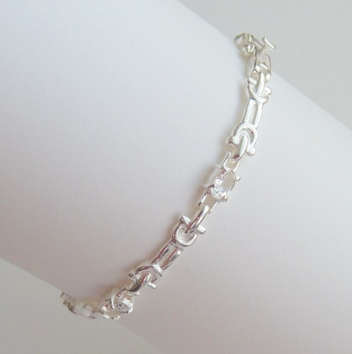 Pulseira De Prata 925 Com Garantia E Topázio Natural 9428.