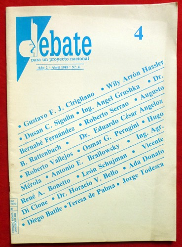 Revista Debate - Para Un Proyecto Nacional Nº 4 Abril 1989