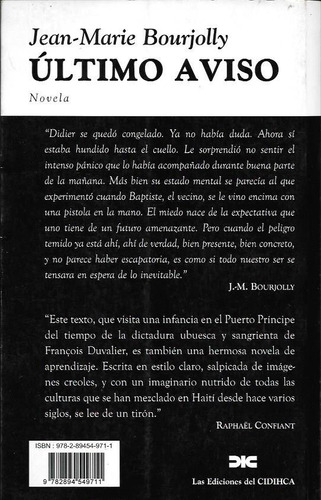 Ultimo Aviso - Jean-marie Bourjolly -cidihca
