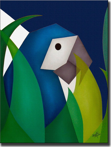 Quadro Decorativo Gravura Tela Painel Cubismo Araras 1 70x50