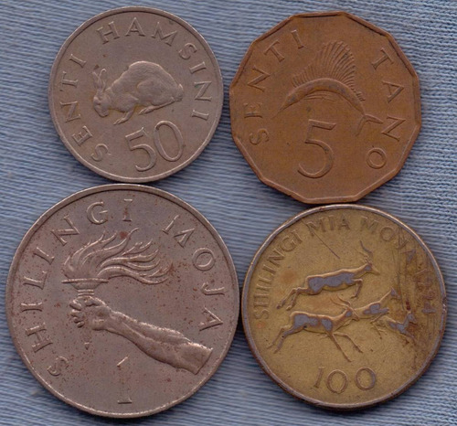 Tanzania 1966 - 1990 * 4 Monedas * Oferta!!!