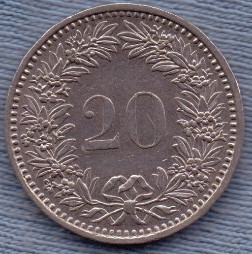 Suiza 20 Rappen 1985 * Libertad * Confederacion *