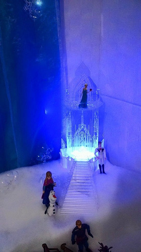 Castelo Frozen 3d Em Acrílico Com Leds E Escada