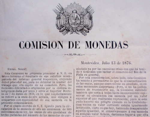 Boletin De 1876 Numismatica Comision De Monedas