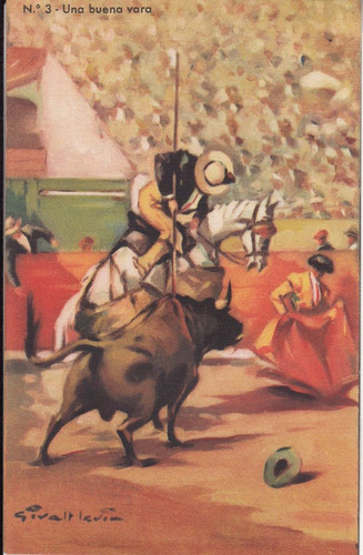 1949 Postal De Giralt Levin Motivo Corrida Toros Toreros