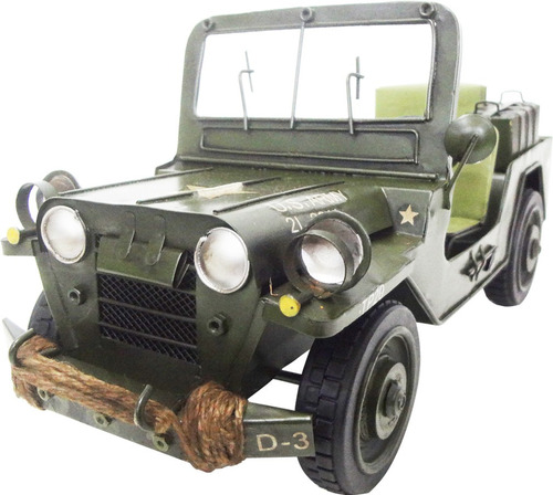 Jeep Exercito Guerra Vintage Retro De Ferro Fundido 28cm