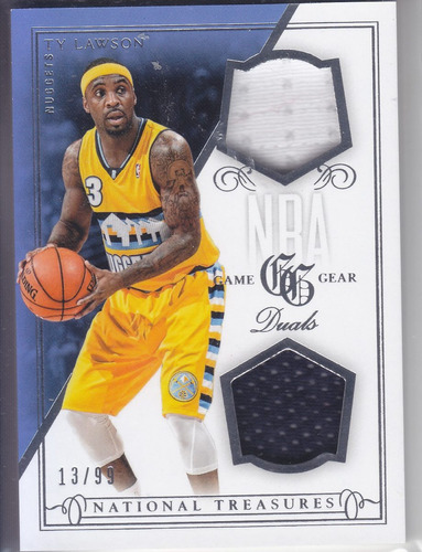 2013-14 Treasures Dual Jersey Ty Lawson Nuggets /99