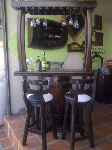 Bar Copero Porta Botella Licorero En Madera Barril O Barrica