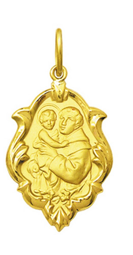 Medalha Santo Antônio Em Ouro 18k 0,8 Gr Com Certificado