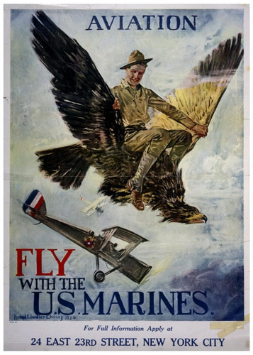 Lienzo Canvas Arte Poster Fly Us Marines 1920 Avión 70x50