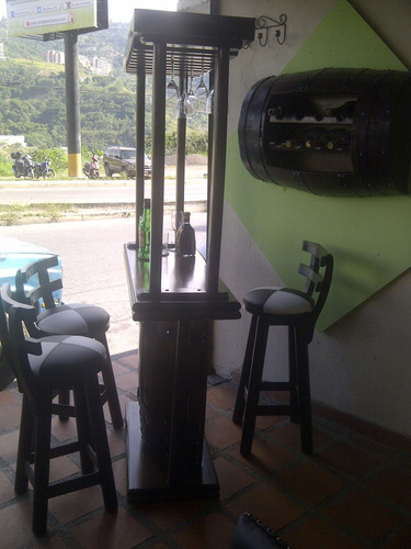 Bar Copero Porta Botella Licorero En Madera Barril O Barrica