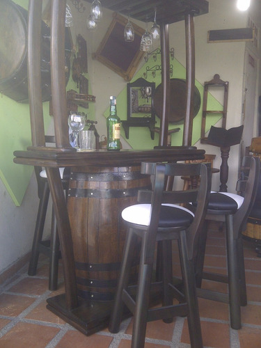 Bar Copero Porta Botella Licorero En Madera Barril O Barrica