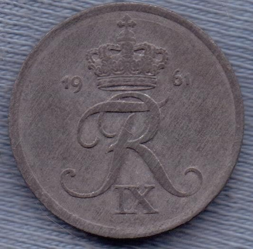 Imagen 2 de 2 de Dinamarca 2 Ore 1961 * Frederik Ix *