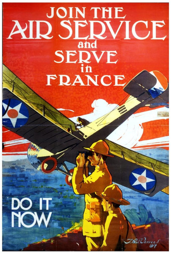 Lienzo Canvas Arte Poster Air Service Usa 1917 Avión 80x50