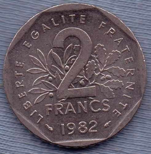 Francia 2 Francs 1982 * Enorme * Libertad *