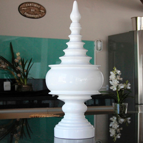 Imagem 3 de 5 de Vaso Cerâmica Com Tampa Branco Estilo Persa Aladim - Bu062