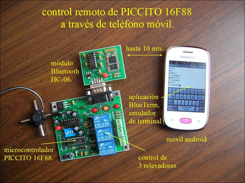 Kit Desarrollo Bluetooth Hc-06 + Piccito 16f88 3 Relevadores