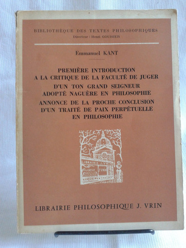 Introduction A La Critique De La Faculte Juger Kant Frances