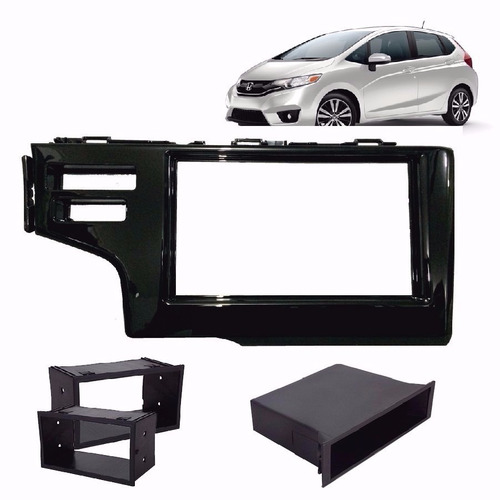 Moldura Painel Dvd Honda New Fit 2015 1 E 2 Din Black Piano