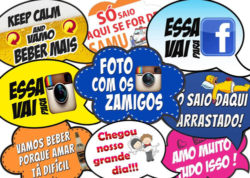 Kit 20 Placas Divertidas Para Todas As Festas Com Palitos