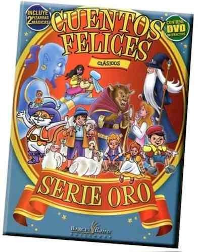 Libro Cuentos Felices Serie Oro +  Dvd Y Pizarra Mágica