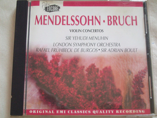 Mendelssohn Bruch Conciertos Violin Yehudi Menuhin, Cd Emi J