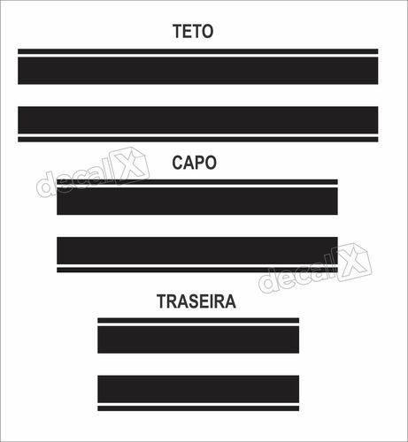 Kit Adesivo Faixas Capo, Teto E Mala Volkswagen Up Up115