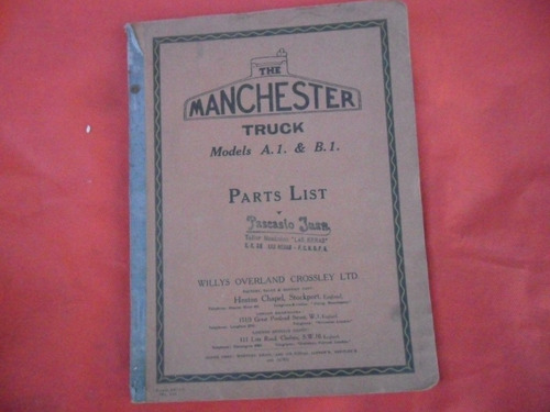 Manchester Truck A1 Y B1 Manual Despiece Camion Antiguo