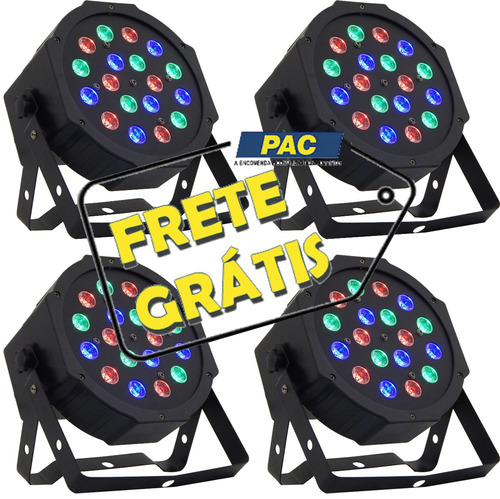 Kit 4 Refletor Led Par 64 Rgb 18 Leds De 1w, Digital, Strobo