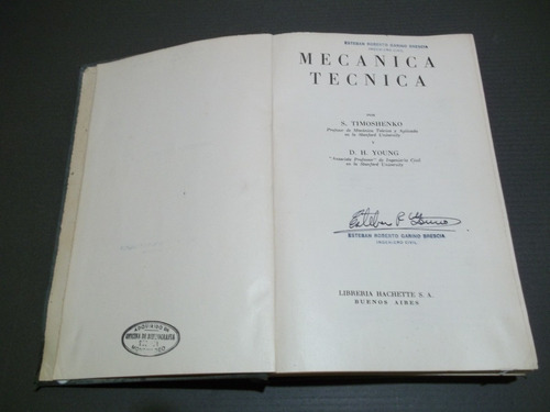 Mecanica Técnica, S. Timoshenko- D.h. Young, Hachette 1951