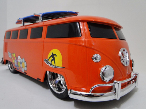 Kombi Laranja Brinquedo Pneu Borracha Volkswage Prancha Surf