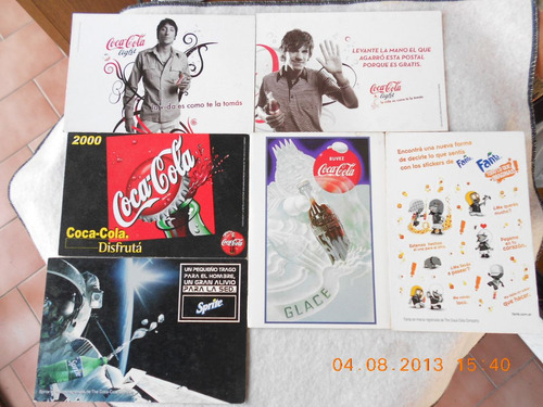 Lote De 6 Tarjetas Postales Coleccionables Coca Cola