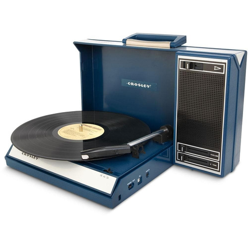 Vitrola Portátil Crosley Spinnerette Azul Usb Vintage Retrô