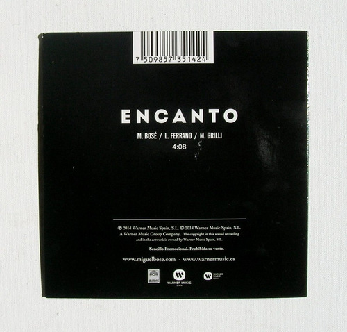 Miguel Bose Encanto Cd Single Mexicano 2014