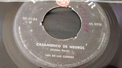 Vinilo Single De Los De Las Condes Casamiento De Negro( K114