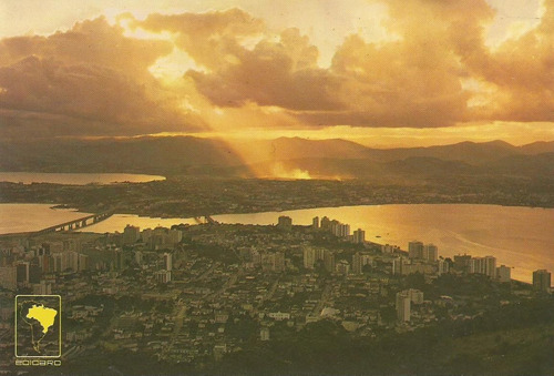 Ber-1554- Postal Florianopolis, S C-  Panorama -  Por Do Sol