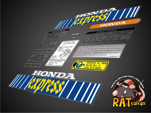 Calco Moto Honda Express / Kit De 14 Calcos