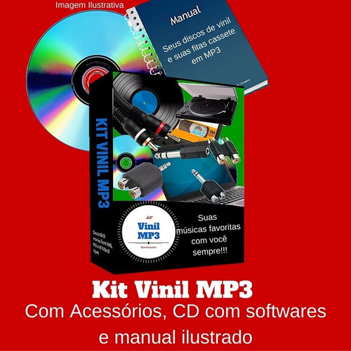 Kit Vinil Mp3 Transformar Discos De Vinil Lp Em Mp3 Ou Cd